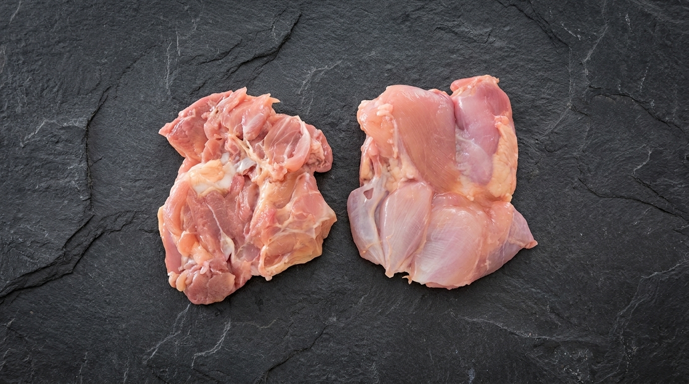 Pernas inteiras de frango desossadas e sem pele